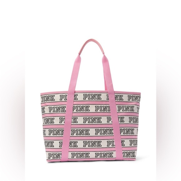 PINK Victoria's Secret Pink & White Tote Bag - Picture 4 of 4